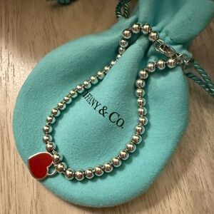 Tiffany & Co Red Heart Tag Bead Bracelet